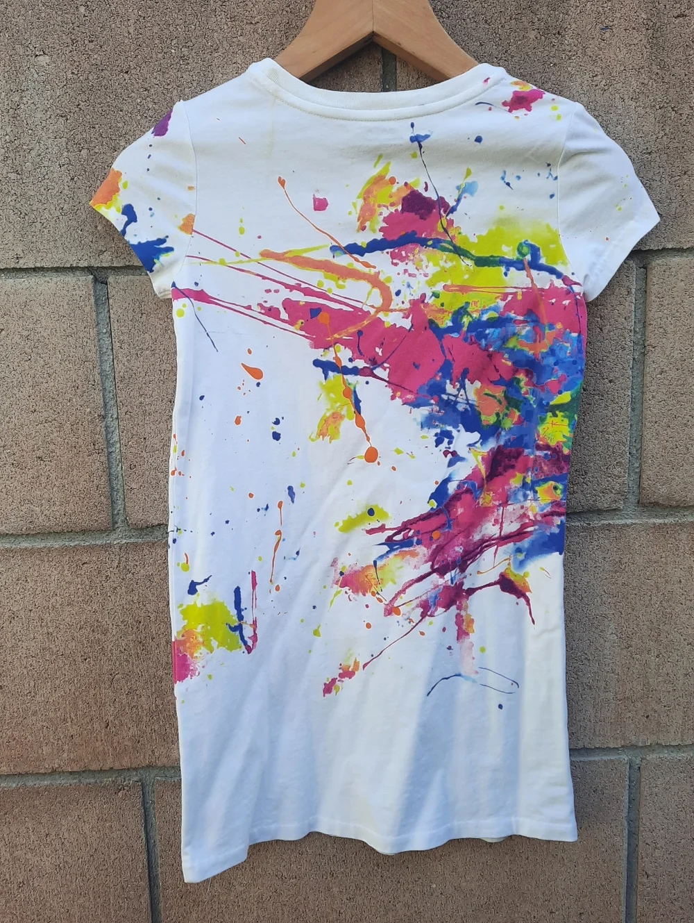 Polo Ralph Lauren Girl's Paint Splatter Spellout Artsy T-Shirt Dress Size 5 - Picture 3 of 7